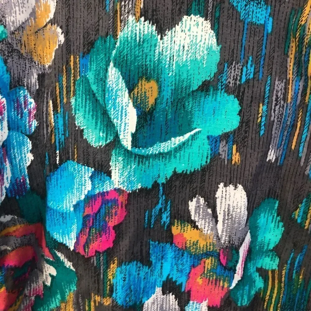 vintage blazer jewel tones large tropical foral  print light weight‎ sz 9-10